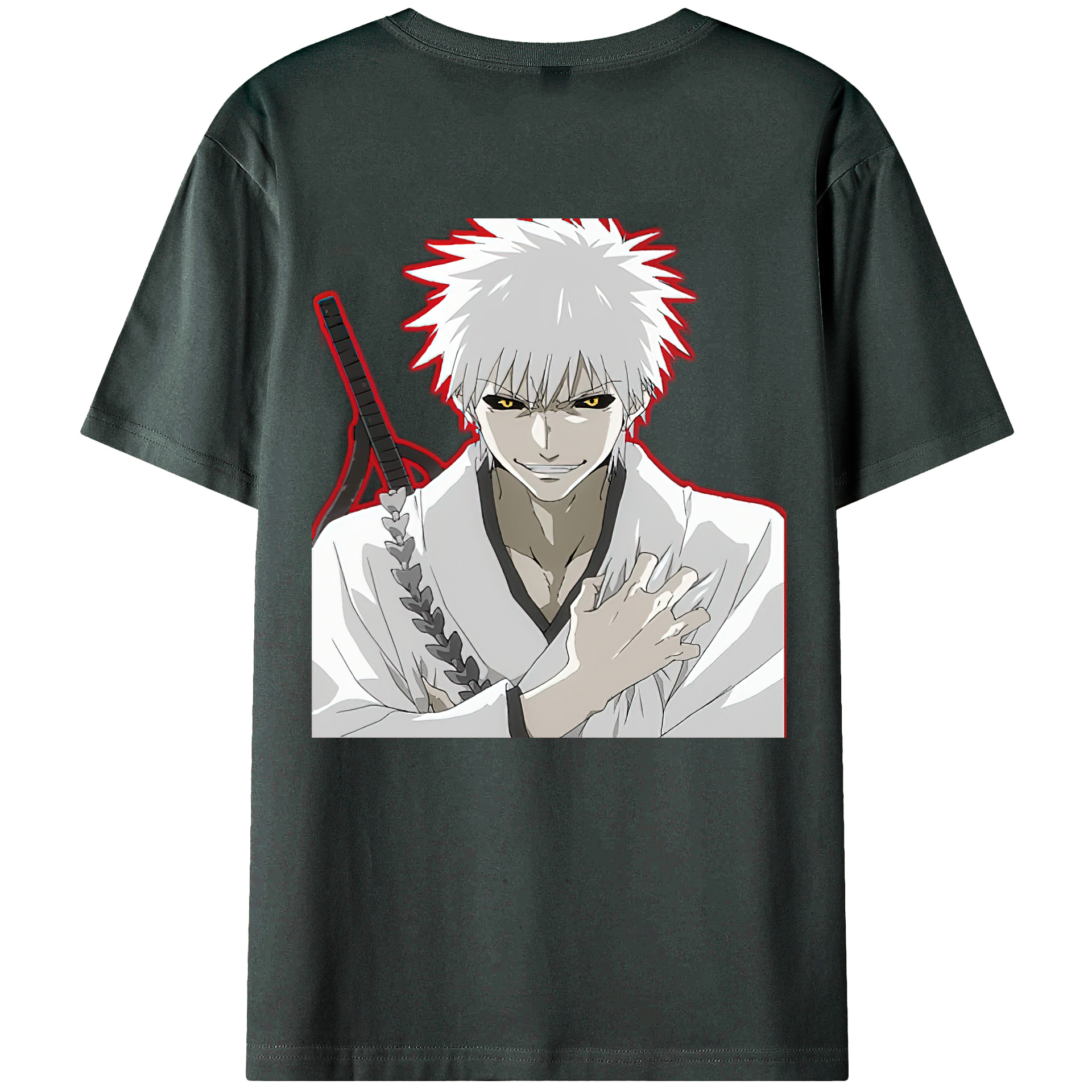（画像用） ブリーチ 黒崎一護（くろさき いちご）BLEACH Kurosaki Ichigo 綿100％ メンズ半袖Tシャツ（バックプリント） 通気性